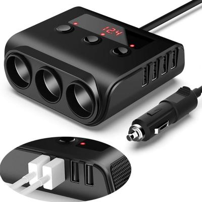 China Mobile Phone Car Charger 120W 4 Sockets Cigarette Lighter QC 3.0 Dual USB Ports PD 30W USB Fast Car Charge Adapter for Phone IPad for sale