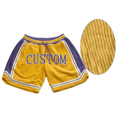 China Anti-Wrinkle Custom Logo Mens Embroidery Vintage Corduroy Shorts for sale