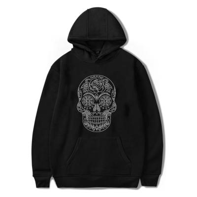 China Autumn Custom Logo Skull Rhinestone Winter Anti-wrinkle Custom Black Hoody Sweatshirts Oversized Fashionable Hoodies for sale