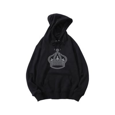 China Anti-Wrinkle Fleece Custom Mens Pullover Black Rhinestone Hoodies for sale