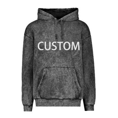 China custom black cotton oversized top 100% vintage sotone embroidery 3d embroidery sotone gray washed hoodie for sale