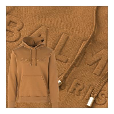 China Custom High Quality Anti-wrinkle OEM Men's Casual Clothing Plus Size Terry Towel Cotton Fabric Letter 3D Printing Embossed Effect Hoodies for sale