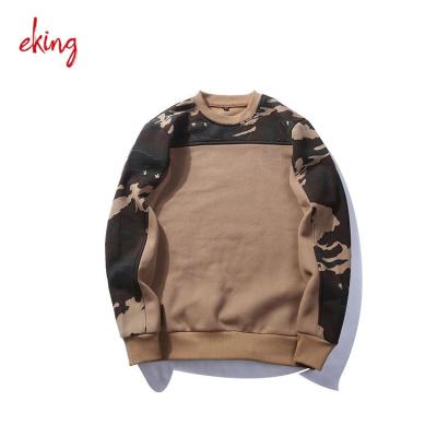 China Wholesale Men's Crewneck Sweatshirt Cotton Custom Splicing Sweatshirt Anti-Shrink Without Hood for sale