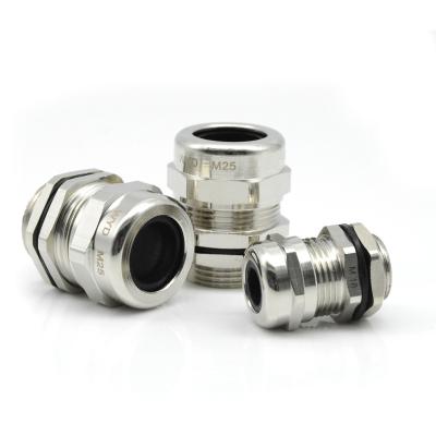 China Ip68 waterproof and dustproof brass cable gland M16 nickel plated smooth surface brass for sale