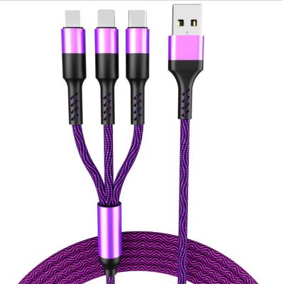 China All Type C Phone 3 in 1 Super Fast PD 5A USB Data Cable for iPhone, Type C, Colorful Braided Micro USB Charger Cable for sale