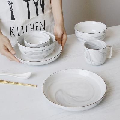 China Viable Factory Wholesale Good Quality Marbled Porcelain Dinnerware Sets for sale