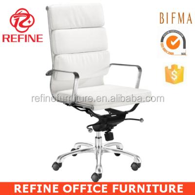 China Modern Executive Chair PU White Leather Upholstered Back Office High Chairs Selling Soft Pad RF-S066A for sale