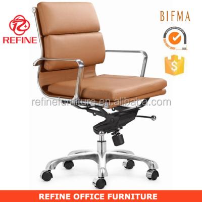 China Low back modern soft chair RF-S067B brown leather executive chair protection office soft chair for sale