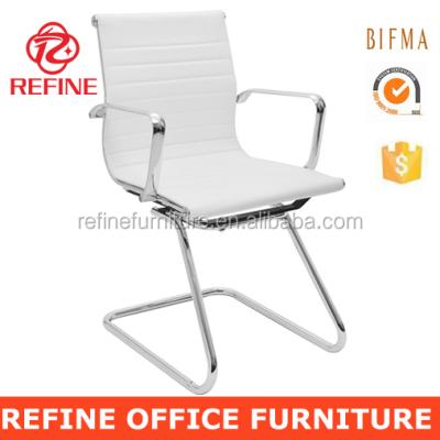 China Durable And Modern Modern Sled Based Office Furniture White Leather Visitor Chair RF-V053A for sale