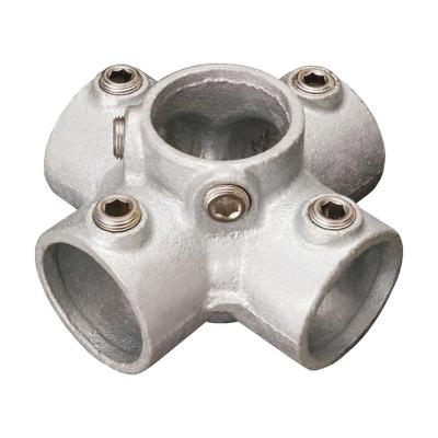 China Safety Guardrails International Standard Malleable Iron Malleable Iron Pipe Tee Fitting 4 Way Cross Grooved Head Flange Fittings for sale