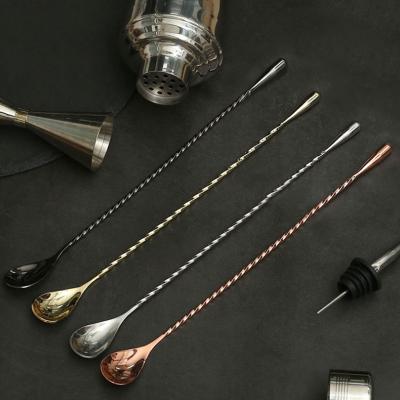 China 30/40/50 Cm Long Sustainable Stainless Steel Drop Bar Spoon Metal Bar Cocktail Spoon for sale