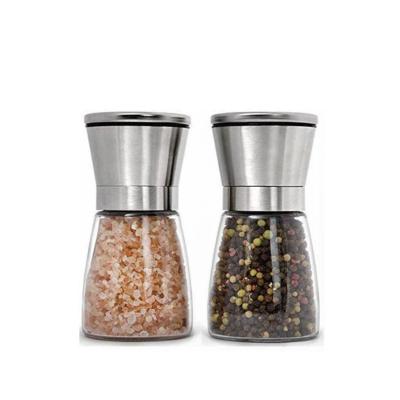 China 304 Stainless Steel Mini Pepper Grinder Portable Glass Salt and Pepper Grinders Viable for Kitchen for sale