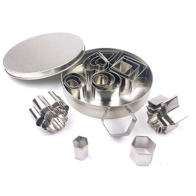 China 24pcs Viable Set Stainless Steel Cake Fondant Mold Cookie Cutter Squeeze Press Cookie for sale