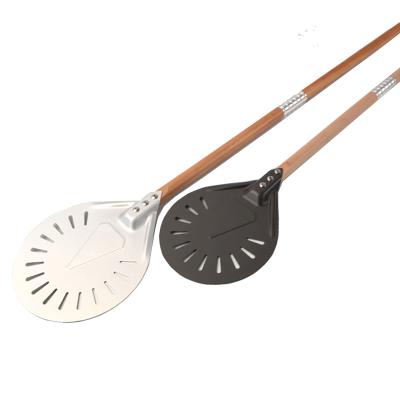 China Durable Wooden Handle 7-10 Inch Aluminum Alloy Pizza Paddle Skin Around Pizza Spinning Skin for sale