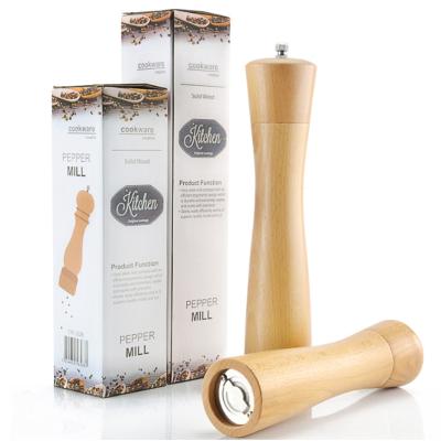 China 8 inch workable 10 inch salt and pepper mill salt manual wooden pepper grinders for sale