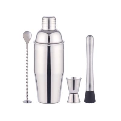 China Sustainable 4 Pieces Cocktail Shaker Set Stainless Steel Cocktail Kit 700ml For Bar for sale