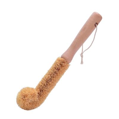 China Sustainable High Quality Coconut Shell Brush Wooden Handle Coconut Fiber Cleaning Brush for sale