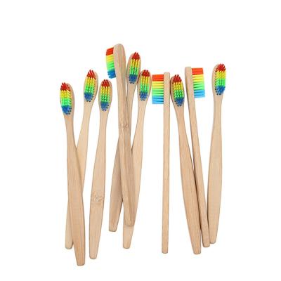 China High Quality Nature Custom Logo Natural 100% Biodegradable Bamboo Toothbrush Rainbow for sale