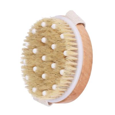 China All natural wooden+bristle bath brushes with back massage bead rub tools for sale