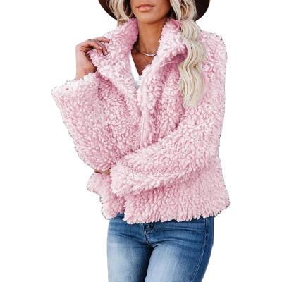 China Anti-wrinkle winter women's coat warm fashion solid color casual ladies clothes button ladies coat cashmere women jacket for sale