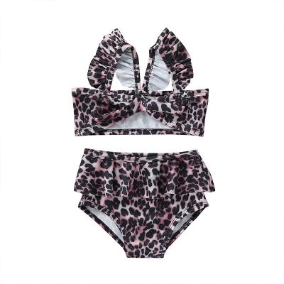 China Fashion Style Kids Summer Girl Slit Swimwear Leopard Pattern Baby Bikini QUICK DRY for sale