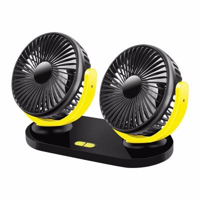 China Hotel Car Mini Electronic Fan Interior USB dashboard Double Heads fan ABS 360 Degree Rotatable air Fast Cooling fan for sale