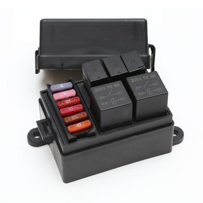 China Waterproof 12V Relay Fuse Box Kit 6 Slots Relay Block ATC / ATO Blade Fuse Holder for sale