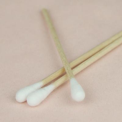 China Bud Wooden Stick Medical Cotton Swab 7cm Round Pole Single Head Wooden Swab Stick for sale