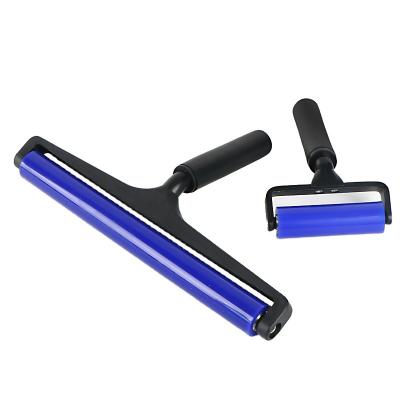 China Cleanroom Electric Blue Washable Silicone PCB Cleaning Fiber Sticky Roller For Remove Dust for sale