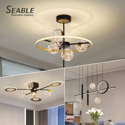 China Contemporary Gorgeous Gold Color LED Indoor Home Restaurant Black Modern Decoration Chandelier Light for sale