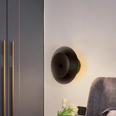 China Contemporary Warm Indoor Bedroom Living Room LED Ash Black Matte Gold Acrylic Decoration Product Modern Wall Lamp for sale