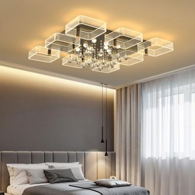 China Surface Mounted High Quality Iron Acrylic Living Room 36 54 108 128W Modern Luxury Decoration LED Indoor Ceiling Lamp for sale