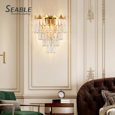 China Modern Design Luxury Corridor Hotel Decoration Home Fixtures Crystal Indoor Wall Lamp for sale