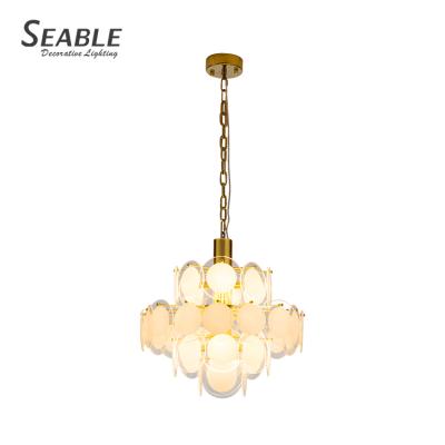 China Cafe Modern Residential Decorative Home Metal Fixtures Modern Design Luxury Glass Pendant Light for sale