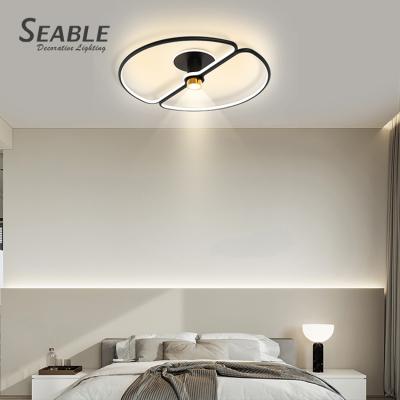 China Living Room Black Long Term Use Decoration Fashion Aluminum Outdoor Mounted Modern Silicon LED Indoor Ceiling Light for sale