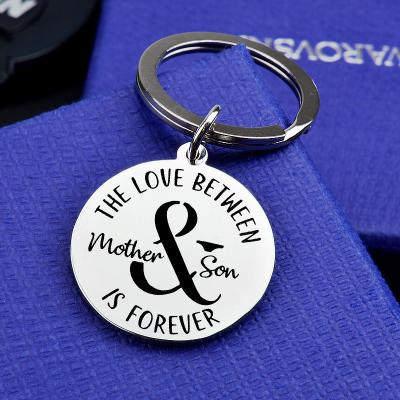 China Metal Personalized Custom The Love Between Mother And Son Design Stainless Steel Key Chain For Parents Thanksgiving for sale