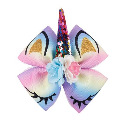 China Fashion High Quality Cute Unicorn Sequins Hair Accessories Clip For Kids Girls for sale