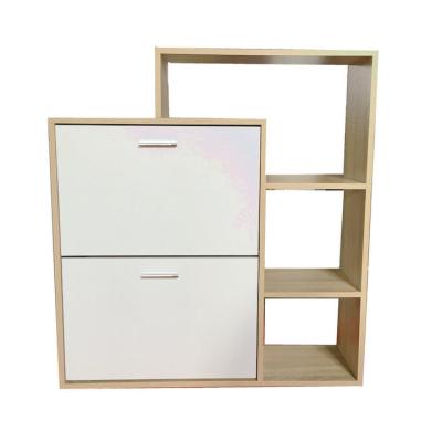 China Hot Sale Wood And Steel Two Door Wooden Shoe Cabinet With Shelf for sale