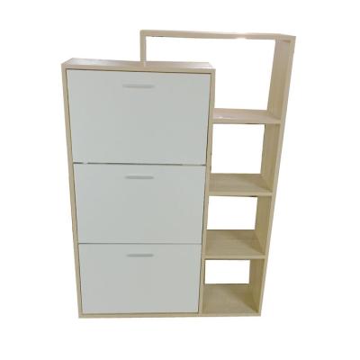 China New Design 3 Wood And Steel Doors Wooden Shoe Cabinet With Shelf for sale