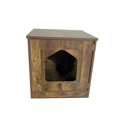 China Simple Storage Pine Grain Pet Cabinet Cat Litter Box Cabinet Cat House for sale