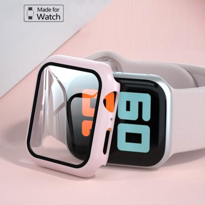 Китай New Tempered Glass Watch Cover Case with Strap for Apple Series 7 5 4 3 Watch Band 41mm 45mm 44 mm 40mm 42mm 38mm case продается