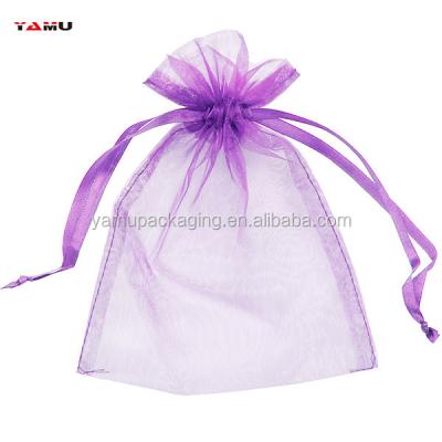 China Recyclable Personalized Purple Organza Drawstring Bag Candy Drawstring Bag Organza Bags for sale