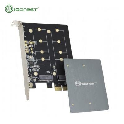 China IOCREST dual ngff M.2 sata ss B key PCI-e 3.0 x1 adapter with heatsink support 2230 2230, 2242, 2260, 2280 and 22110 for sale