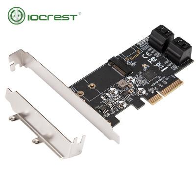 China IOCREST M.2 PCIe 3.0 To 1 (NGFF) Left Left B & 4 Key Chipset 2230 6G JMB585 SATA III Card for sale