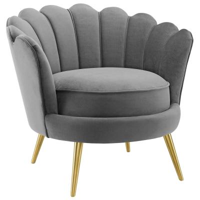 China Modern Popular Italian Velvet Accent Armchair Flower Scallop Shaped Comfortable Velvet Lounge Leisure Chair for sale