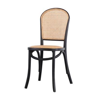 China French Black Frame Stackable Cane Back Event Rental Wedding Rattan Dining Chair Hotel Restaurant Party Dining Chair for sale