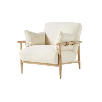 China New Design Modern White Wood Frame Buckle Reclining Luxury Designer Armchair for sale