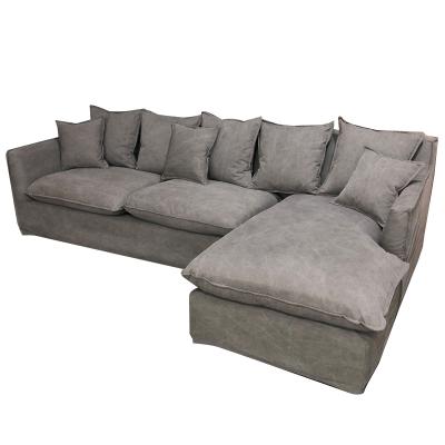 China Modern Classic Stretched Sectional Canvas L Shaped Sleeper Long Sofa Living Room Furniture Design for sale