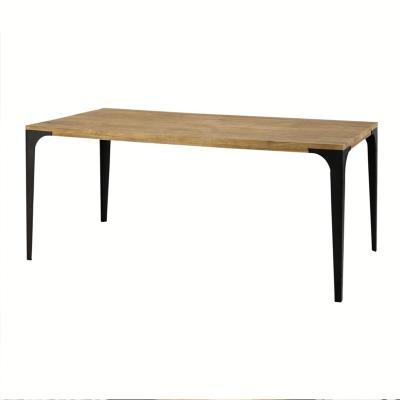 China Modern Classic Design Metal Legs Nordic Wood Top Black Dining Table 6 Seater For Kitchen for sale