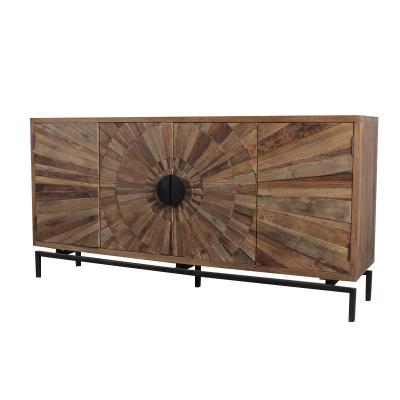 China Farmhouse Metal Frame Reclaimed Elm Wooden Sideboard Living Room Storage Vintage Sideboard for sale